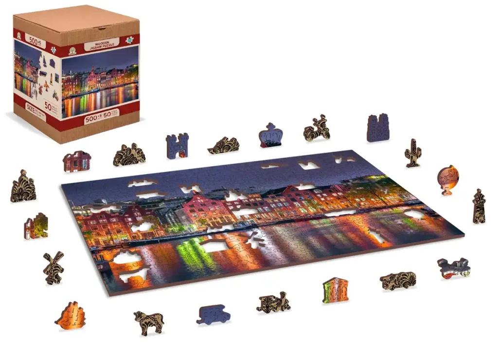 Wooden Puzzle 500 Amsterdam By Night Opis 3