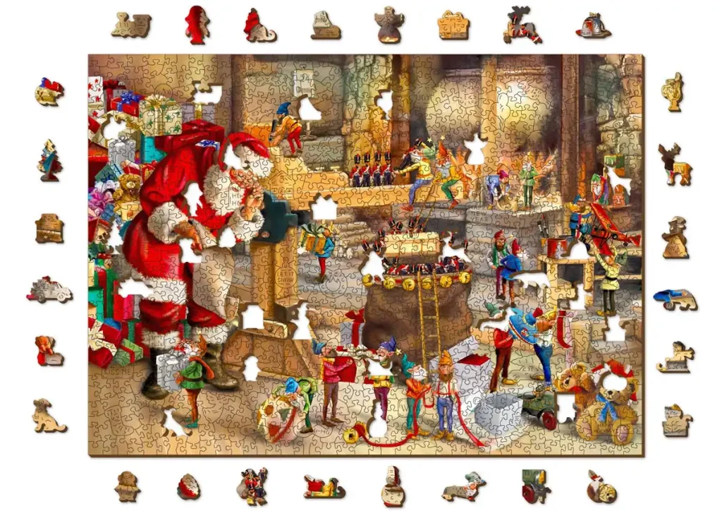 Wooden Puzzle 1000 Santa'S Workshop Opis 9