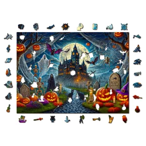 Wooden Puzzle 1000 Ghostly Pumpkin Night 7