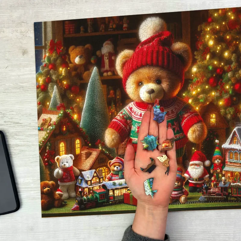 Wooden Puzzle 1000 Xmas Teddy Bear 2