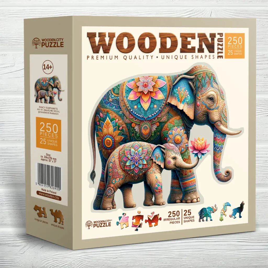 Fancy Elephants 250 Wooden Puzzle 3