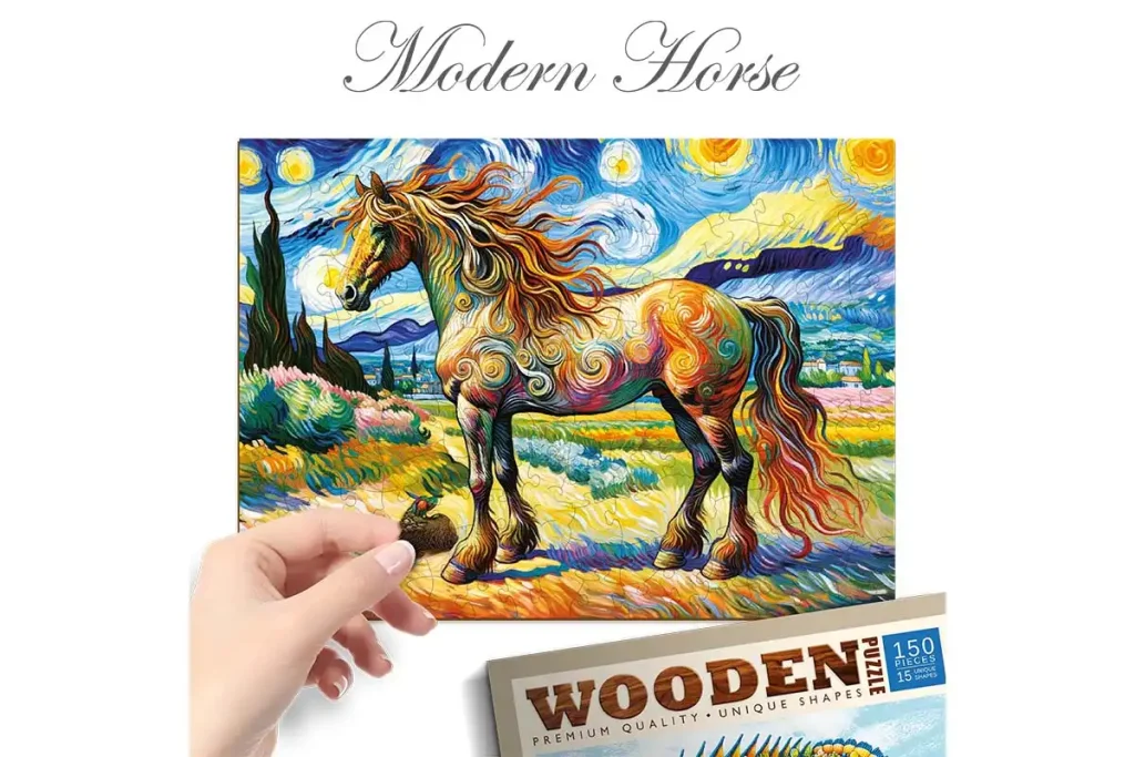 Wooden Puzzle 150 Modern Horse Opis 4