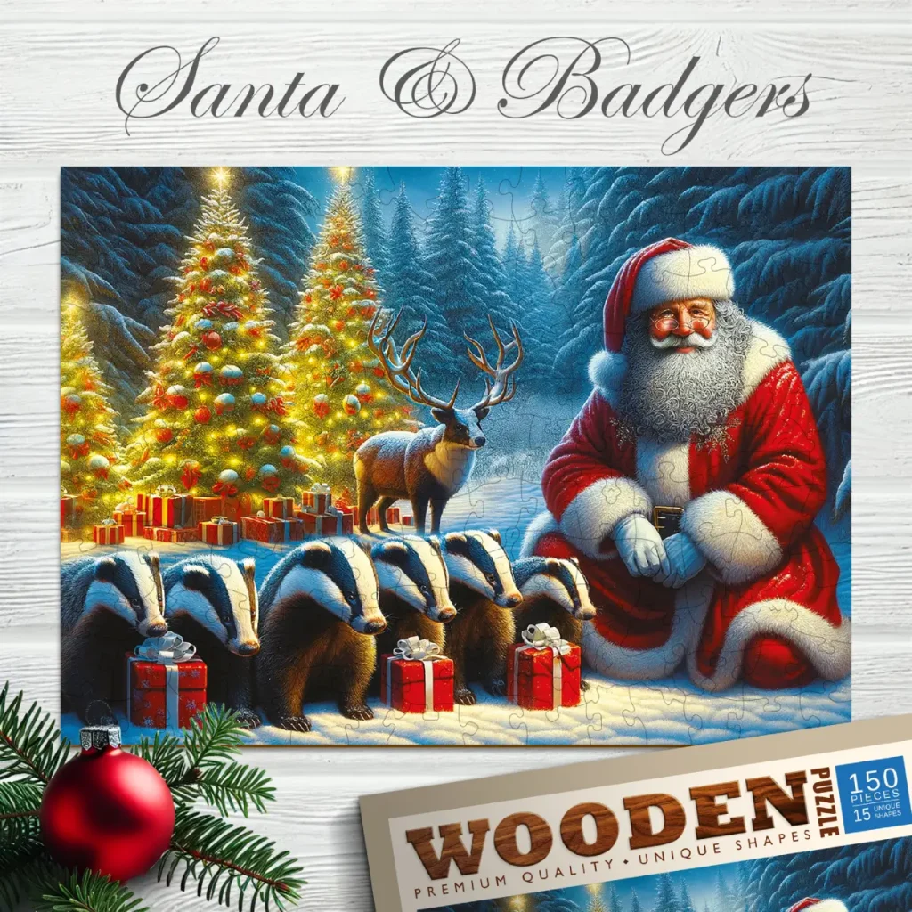 Santa & Badgers 150 Wooden Puzzle 1