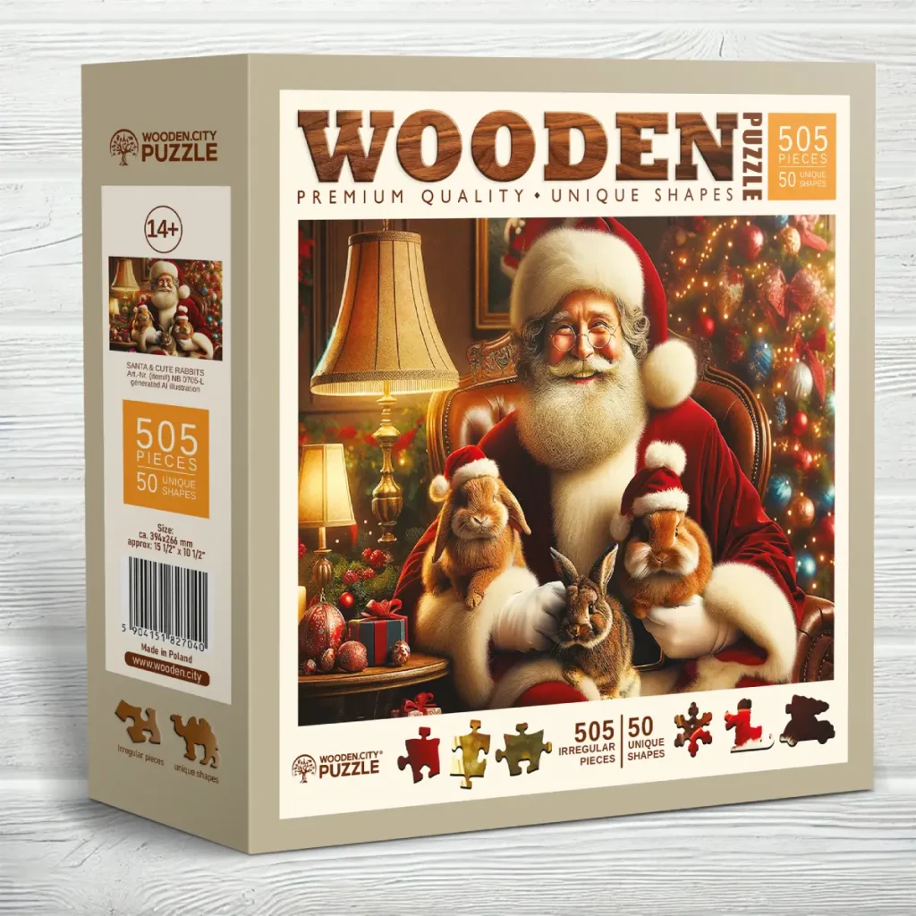 Santa & Cute Rabbits 500 Wooden Puzzle 2