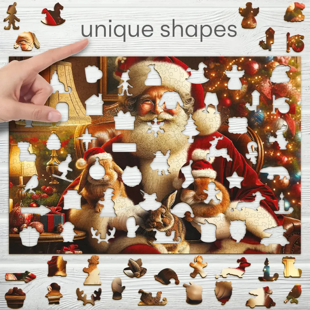 Santa & Cute Rabbits 500 Wooden Puzzle 3