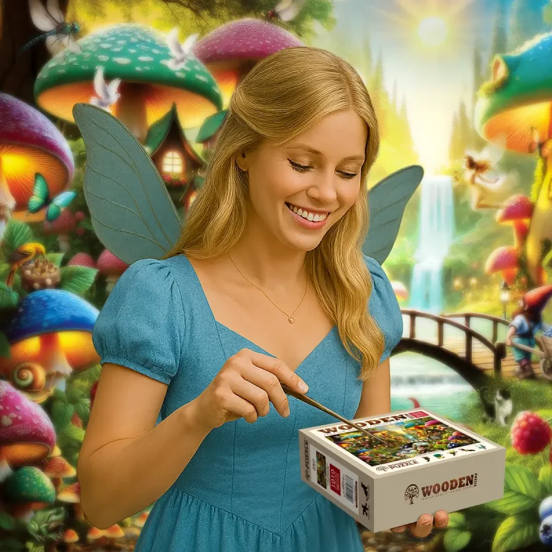 Mushroom Wonderland 1000 Wooden Puzzle 5