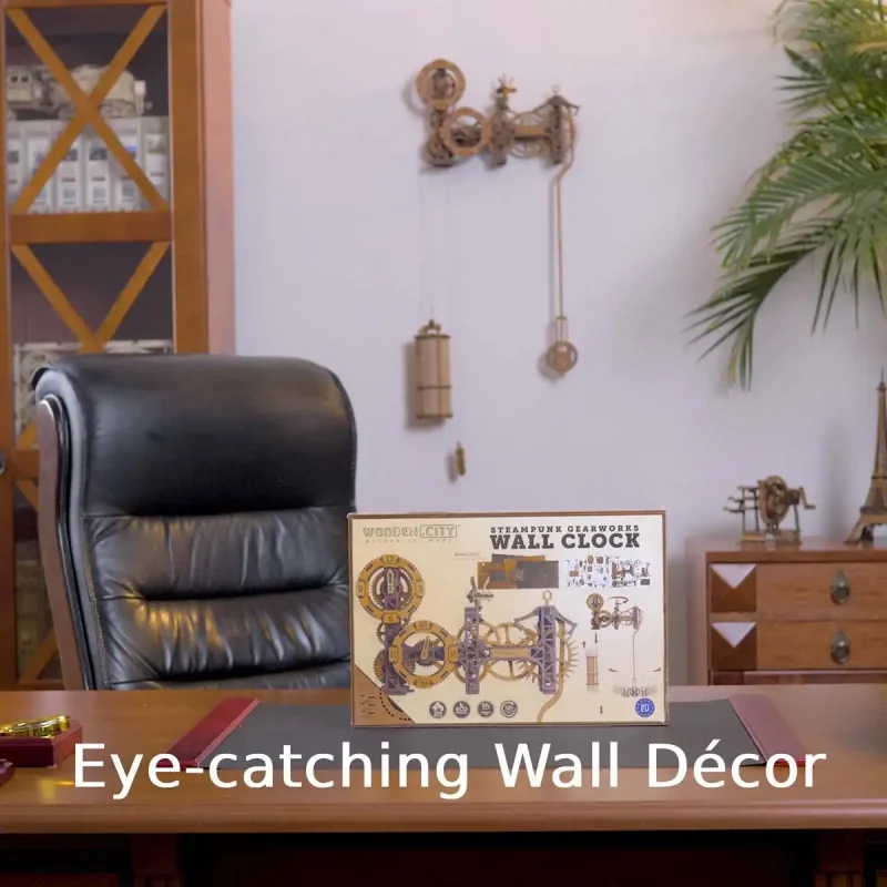 3D Wooden Clock Puzzle - Steampunk Gearworks Wall Clock 6