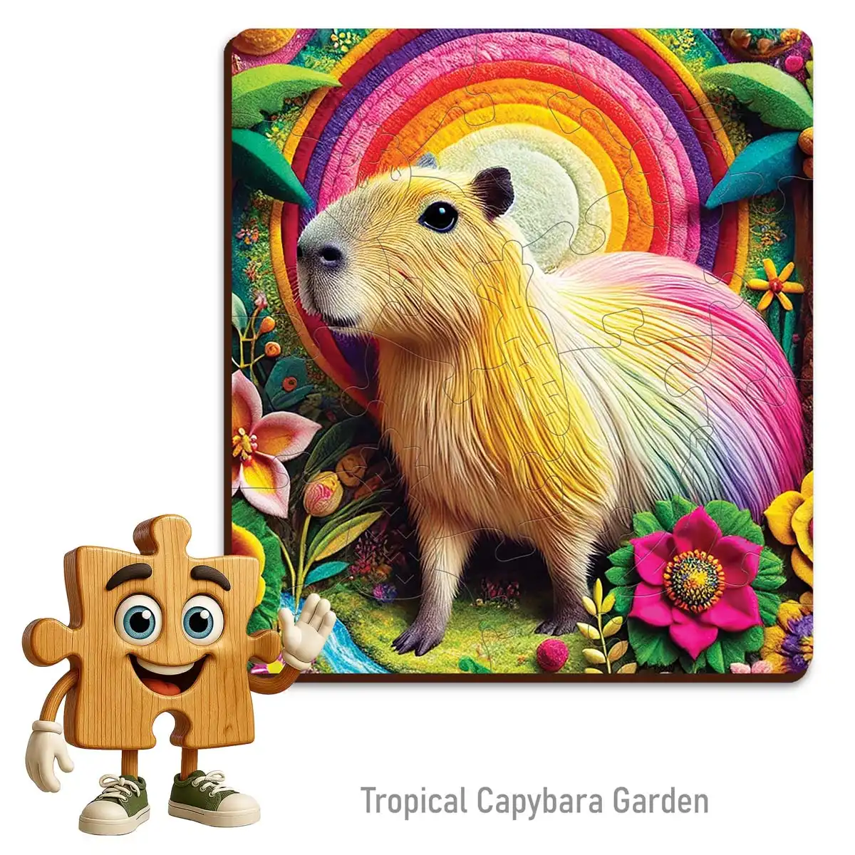 Wooden Puzzle 20 Tropical Capybara Garden 1