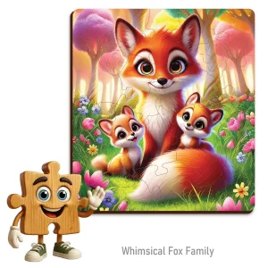 Wooden Puzzle 20 Whimsical Fox Family 1