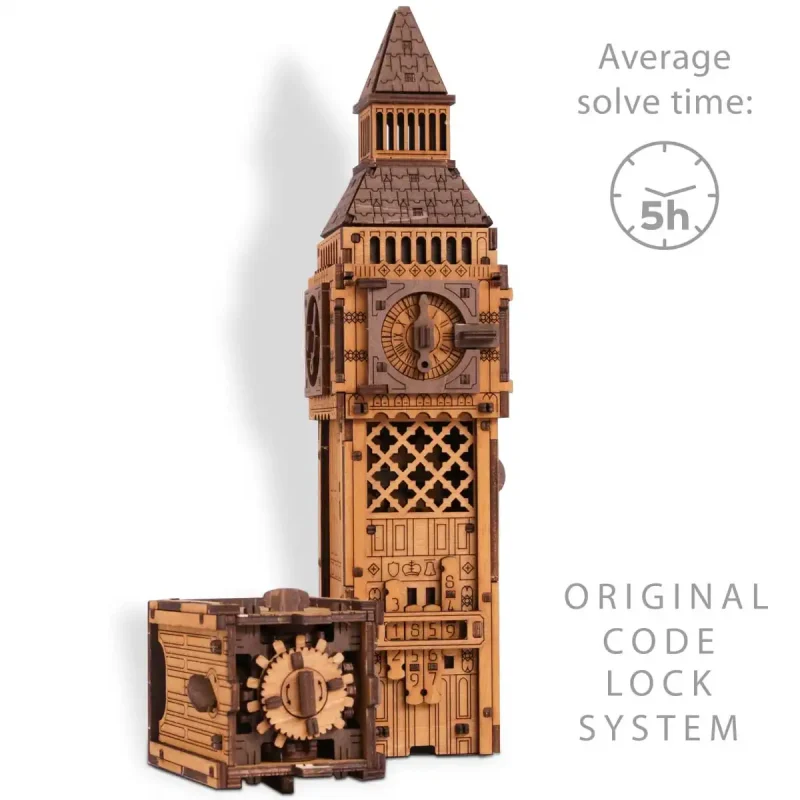 3D Wooden Escape Puzzle Box Big Ben 5