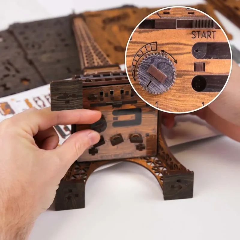 D Wooden Escape Puzzle Box Eiffel Tower 8