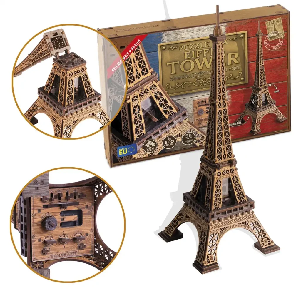 3D Wooden Escape Puzzle Box Eiffel Tower 9