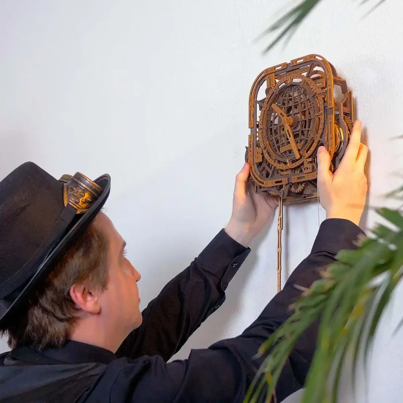 Gear Globe Wall Clock 3D Wooden Puzzle 2