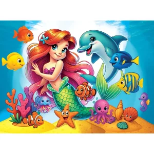 Wooden Puzzle 40 Mermaid And Dolphin 2