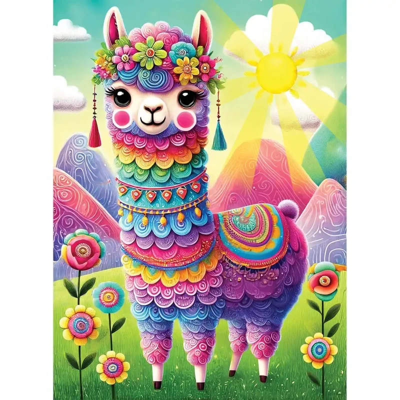 Wooden Puzzle 40 Rainbow Llama Fiesta 2