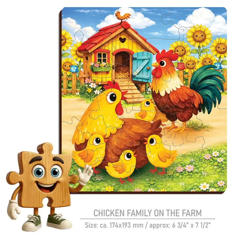 Wooden Puzzle 20 Chicken Family on the Farm 1