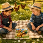 Wooden Puzzle 20 Chicken Family on the Farm 3