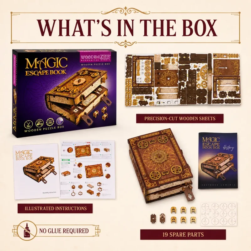 3D Wooden Escape Puzzle Box Magic Escape Book 4